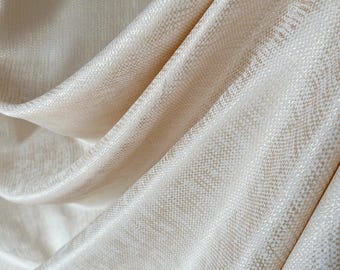Custom Cream Jacquard Curtain Panel: Elegant Abstract Pattern, Pleated Drapery