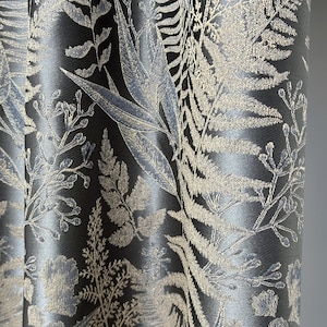 Panneaux de draperie gris bohème de taille personnalisée pour salon de luxe, rideaux à oeillets occultants à motifs floraux modernes uniques - Design élégant