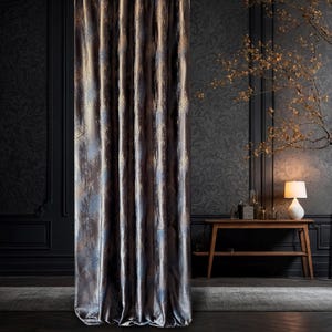 Panneaux de draperie personnalisés brun gris pour décoration de maison de fenêtre de salon de luxe, rideaux à oeillets occultants à motifs modernes uniques