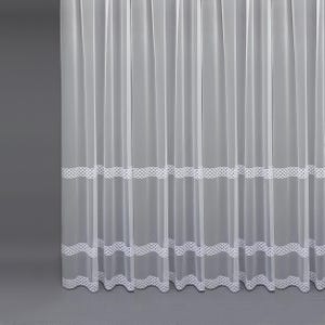Custom White Striped Lace Curtain: Embroidered Sheer Tulle Drape