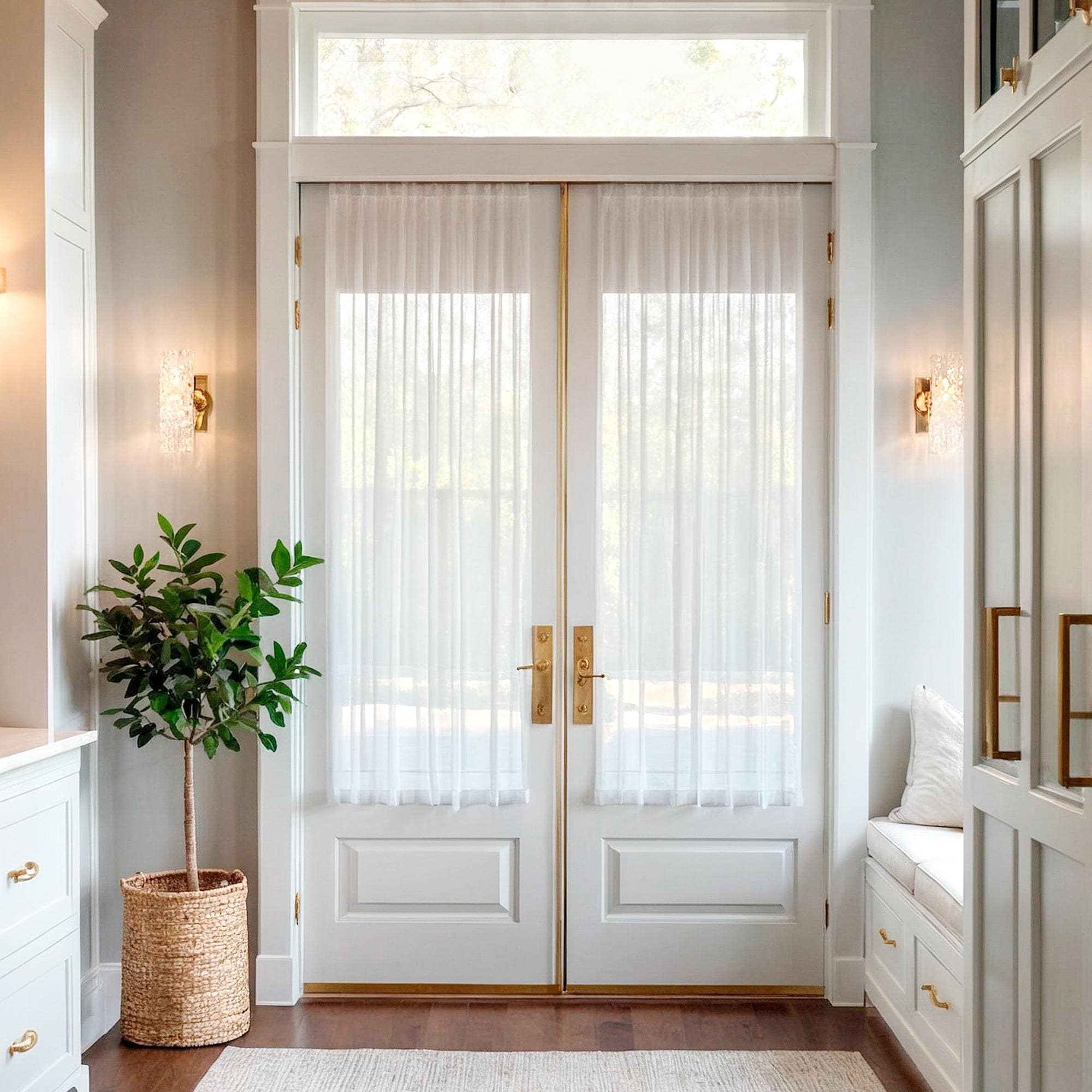 White Linen Sidelight Curtain: Custom French Door Panel, Rod Pocket - Etsy, image size:2000x2000