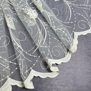 Floral Lace Sheer Tulle Curtain: Custom Elegant French Style Embroidered Voile
