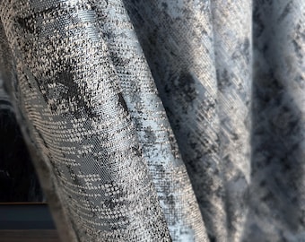 Abstract Patterned Blackout Curtain Panel: Modern Blue Drapes, Custom Length