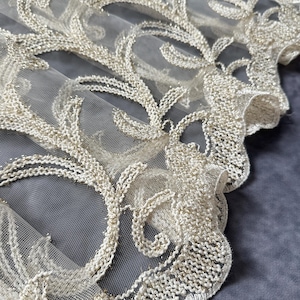 Custom Golden Embroidered Tulle Curtain: Luxury Arabic Style Voile Panel