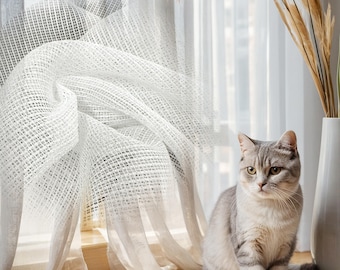 Cortinas de tule personalizadas à prova de gatos: resistentes a arranhões e com painel transparente anti-garras.