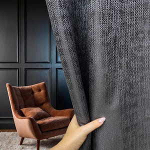 Panneaux de rideaux gris argenté glamour personnalisés, tenture de chambre à coucher jacquard élégante à motifs abstraits de luxe, rideaux plissés de salon