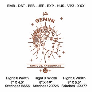 Zodiac Embroidery Design | Astrology, Horoscope, Constellation, Star Sign Art | Machine Digital File | Instant Download