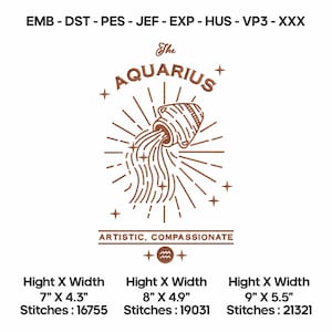 Zodiac Embroidery Design | Astrology, Horoscope, Constellation, Star Sign Art | Machine Digital File | Instant Download