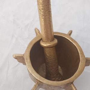 Handcrafted Moroccan Copper Mortar and Pestle - Traditional Brass Kitchen Decor - Authentic Berber Style Spice Grinder