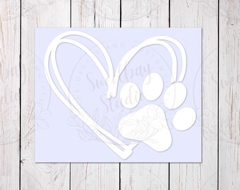 Heart Paw Car Decal: Love My Dog Laptop Sticker
