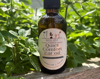 Aceite de hierbas para los oídos Quiet Comfort de 2 oz con orégano, ajo y gordolobo