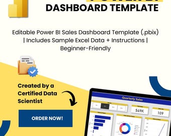 Editable Power BI Sales Dashboard Template (.pbix) | Includes Sample Excel Data + Instructions | Beginner-Friendly