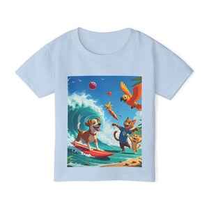 Camiseta de surf para niños pequeños, linda camiseta para niños, ropa de verano, regalos para amantes de los animales, atuendo para fiesta en la playa, ropa divertida para niños pequeños