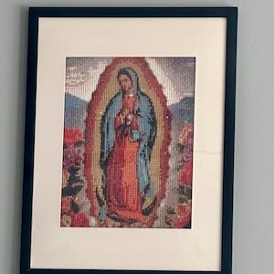 Finished diamond painting of the Virgin of Guadalupe