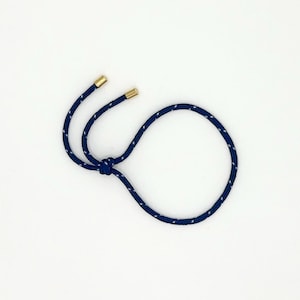 Adjustable Gold Plated Paracord Bracelet - Navy Blue/White