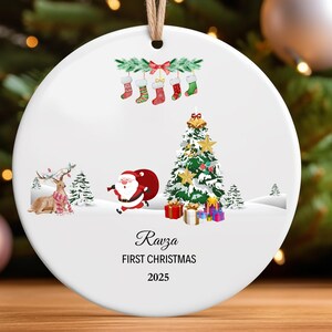 Babys first christmas ornament, personalized baby&#39;s first christmas ornament girl, ceramic christmas ornament for baby girl, new baby gift