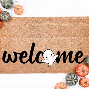 Welcome Ghost Doormat: Spooky Halloween Porch Decor Funny Halloween Doormat,Halloween Welcome Mat, Halloween Decoration, Cute Fall decor