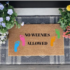 Felpudo &quot;No se permiten salchichas&quot;, felpudo divertido, felpudo de bienvenida divertido, felpudo de fibra de coco sarcástico para exteriores, felpudo humorístico para la entrada, decoración divertida para el hogar