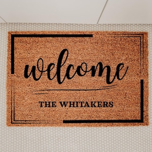 Welcome Doormat, Personalized Doormat, Custom Door Mat, Custom Doormat, Wedding Gift Ideas Housewarming Gifts Closing Gifts Welcome Door Mat