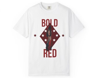Bold Red Graphic Unisex Tee, Trendy Streetwear Statement