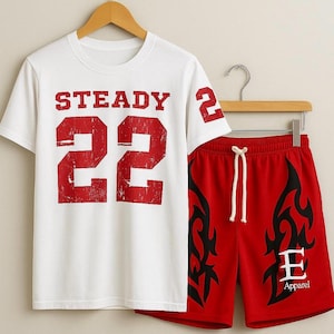 Custom Sweatshirt & Flame Shorts Set – Streetwear Inspired Athletic Outfit | Unisex Matching Set