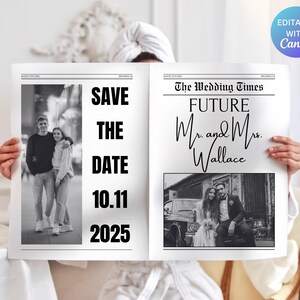 Wedding Newspaper Template Invite, Wedding Newspaper Template, Wedding Program, Newlywed Times, Editable Newspaper Invite, Wedding Template