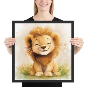 Decorazione murale per cameretta con leoncino coccoloso – Stampa di animali del safari selvaggio in acquerello – Decorazione per cameretta a tema giungla per maschietti