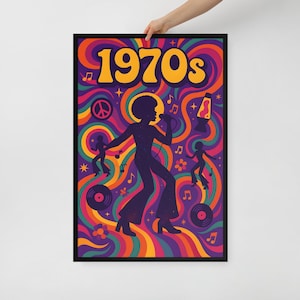 1970s Poster Psychedelic Disco Art Wall Art – Framed Poster Print – Music Room or Retro Decor – 3 Size Options