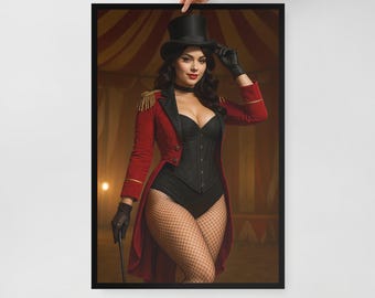 Ringmaster Pin Up Poster Wall Art – Framed Poster Print – Circus-Themed Decor or Man Cave – 3 Size Options