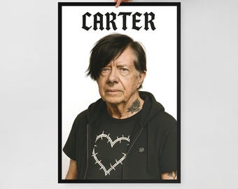 Jimmy Carter President Poster – Framed Wall Art – Emo Political Portrait – Thoughtful Decor – 3 Size Options