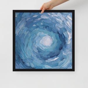 Stampa artistica AI con cornice e motivo astratto del chakra della gola, decorazione da parete in carta opaca, in bianco e nero o in legno, diverse dimensioni