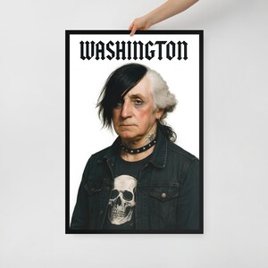 George Washington Emo Wall Art – Ritratto del presidente incorniciato – Decorazione politica punk – Stampa di presidenti morti