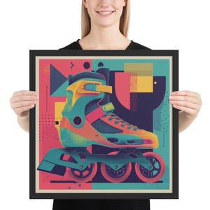Arte murale retrò con pattini a rotelle – Poster pop con estetica anni '90 – Divertente stampa vintage per la camera da letto degli adolescenti o per la sala giochi