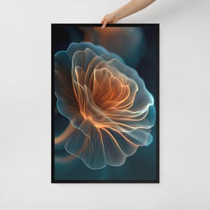 Glowing Mushroom Wall Art – Framed Poster Print – Psychedelic Decor – 3 Size Options