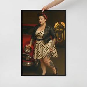 Chubby Rockabilly Pin Up Poster Wall Art – Framed Poster Print – Man Cave or Bar Decor – 3 Size Options