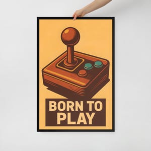 Arcade Wall Art – Framed Poster Print – Vintage Joystick Gamer Decor – 3 Size Options