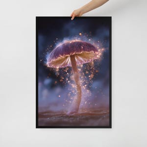 Magic Mushroom Wall Art – Framed Poster Print – Trippy Home Decor – 3 Size Options