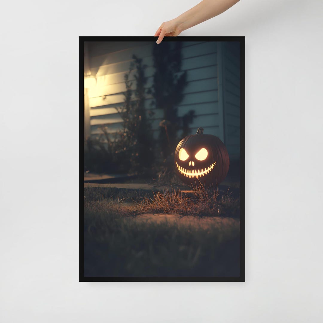 Halloween Jack O'lantern Glow Wall Art – Framed Poster Print – Spooky ...