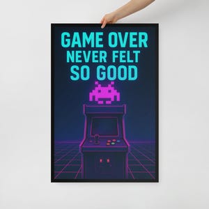 Arcade Wall Art – Framed Poster Print – Retro Gamer Room Decor – 3 Size Options