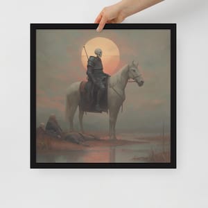 Poster dei Tarocchi della Morte con cornice, stampa artistica AI, carta opaca, decorazione da parete in bianco e nero o legno, diverse dimensioni