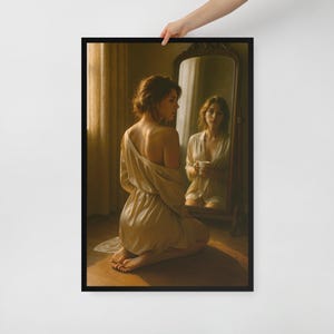Boudoir Mirror Reflection Wall Art – Framed Poster Print – Bedroom or Self-Love Gift – 3 Size Options