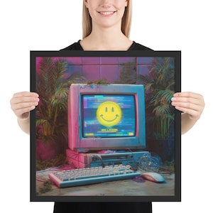 Motivational Virus.exe Vaporwave Print – Framed Poster Mocking Hustle Culture, Fake Positivity, and Digital Self-Destruction Aesthetic