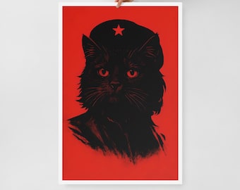 Che Guevara Cat Wall Art – Framed Poster Print – Revolutionary Cat
