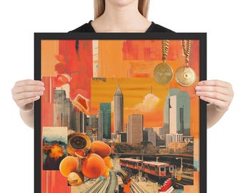 Framed Atlanta Hip-Hop Collage Poster | Southern Music Wall Art | Urban Peach City Decor | Physical Print