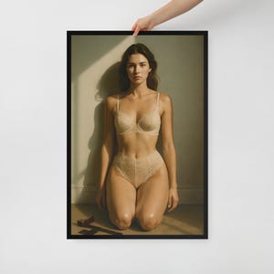 Boudoir Natural Light Lingerie Wall Art – Framed Poster Print – Bedroom or Empowerment Gift – 3 Size Options