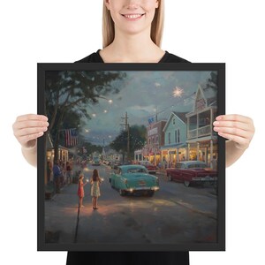 Hometown Sparks – Scena di strada ispirata a Norman Rockwell al tramonto