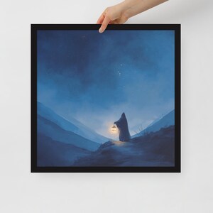 Póster de Tarot El Ermitaño enmarcado con impresión artística de IA, papel mate, decoración de pared en blanco y negro o madera, varios tamaños.