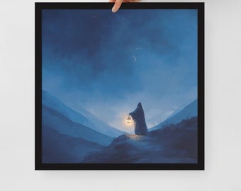The Hermit Tarot Poster Framed AI Art Print Matte Paper Wall Decor In Black White Or Wood Multiple Sizes