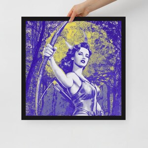 Poster Pop Art della dea greca Artemide, stampa artistica AI incorniciata, decorazione da parete su carta opaca in bianco e nero o legno, diverse dimensioni