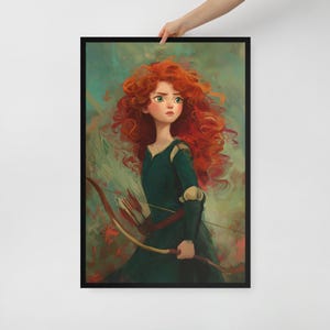 Merida Disney Prinzessinnen Wandkunst - Gerahmter Posterdruck – Brave Girl Raumdekor - 3 Größenoptionen